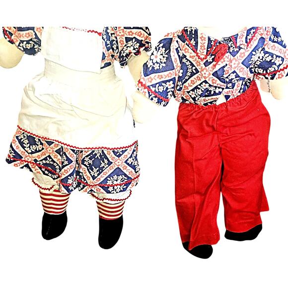 27" Vintage Homemade Raggedy Ann & Andy Doll Pair - Picture 8 of 13